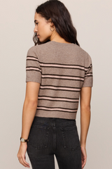 Dark Slate Gray Gatewood Stripe Sweater Tee Sweater
