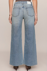 Slate Gray The Stunner Mid Rise Wide Leg Jeans