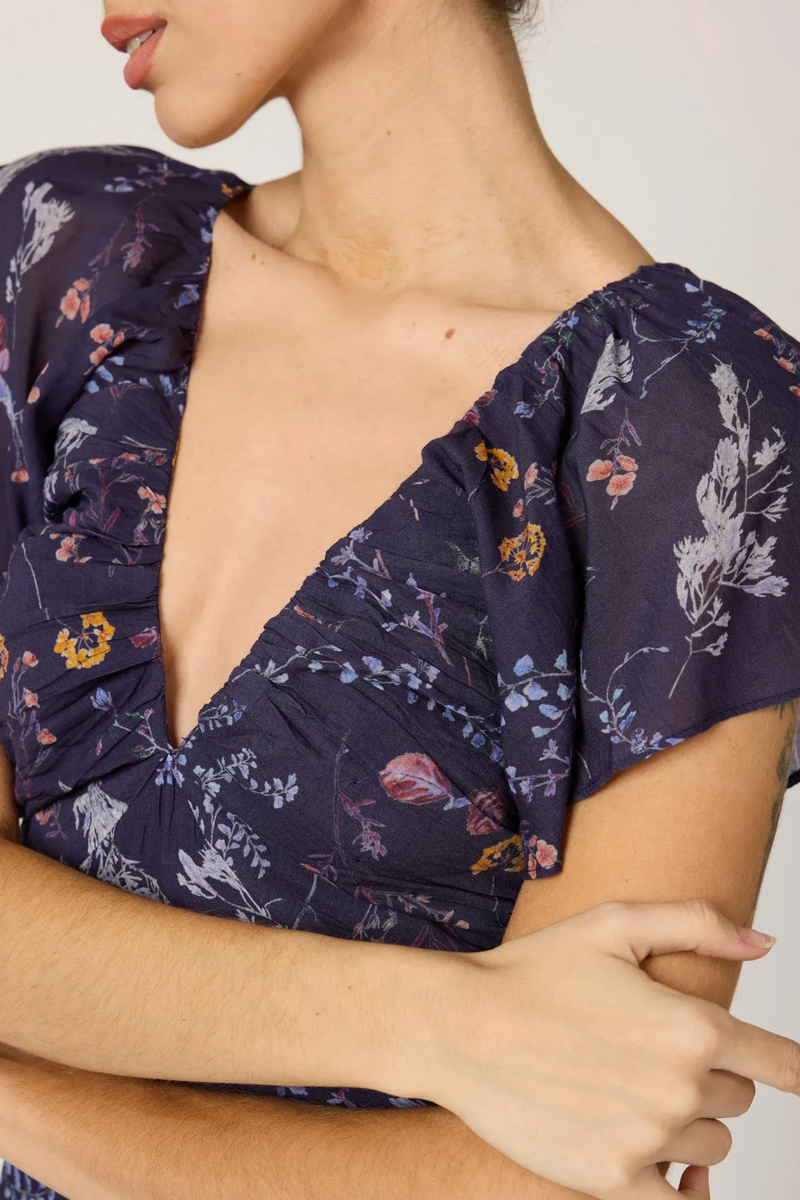 Dark Slate Gray Victoria Midi Dress in Viviana Print Midi Dress
