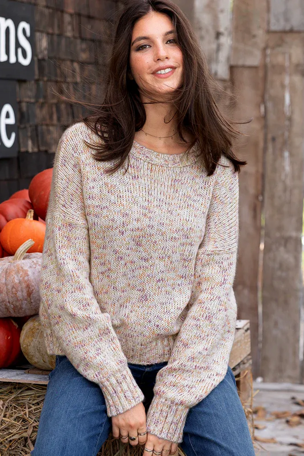 Rosy Brown Josef Marled Crew Chunky Sweater