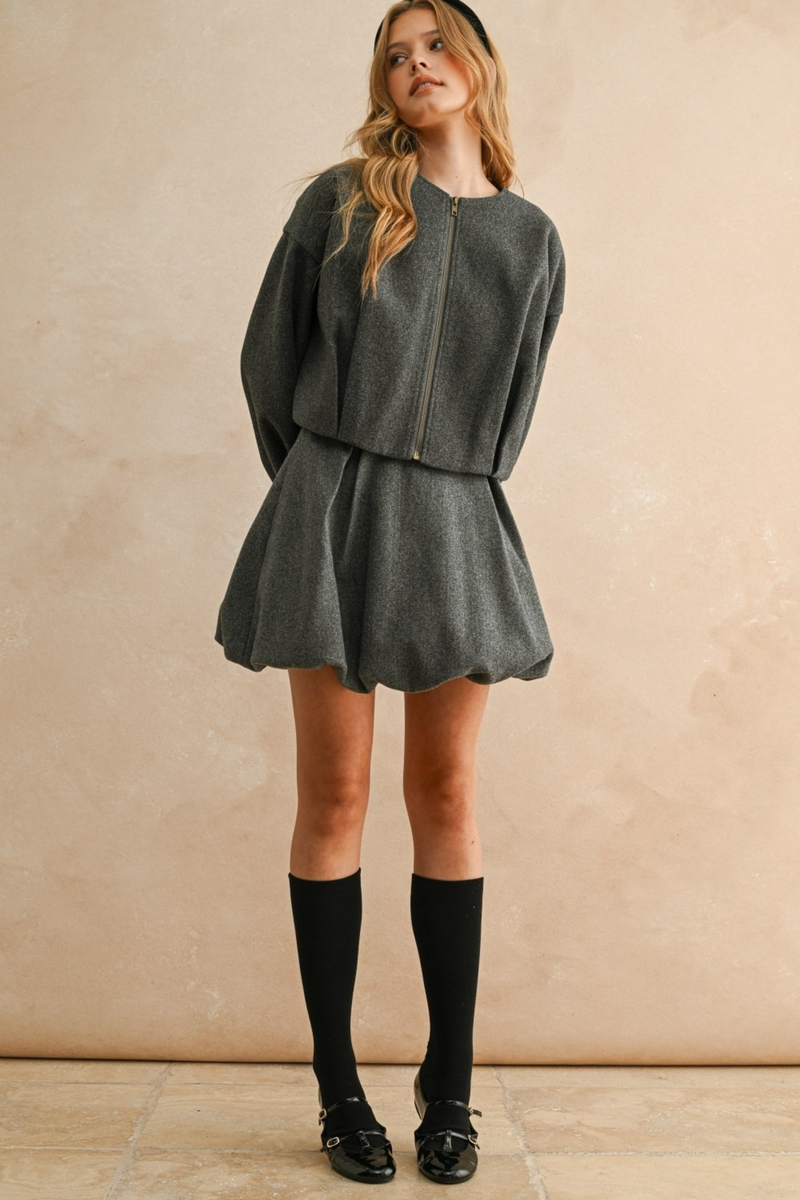 Tan Georgette Balloon Mini Skirt Mini Skirt