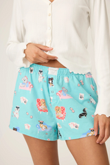 Light Gray This Is How I Roll Dog Print Flannel Shorts Pajama Shorts