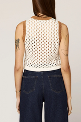 Black Brownwyn Sweater Top in Ivory/Brown Top