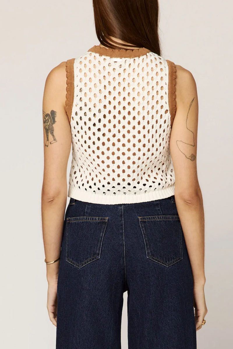 Black Brownwyn Sweater Top in Ivory/Brown Top