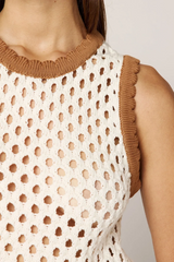 Wheat Brownwyn Sweater Top in Ivory/Brown Top