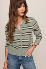Dark Sea Green Medina Cozy Stripe Cardigan Cardigan