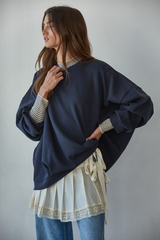 Dark Gray Oxford Crew Pullover Sweater
