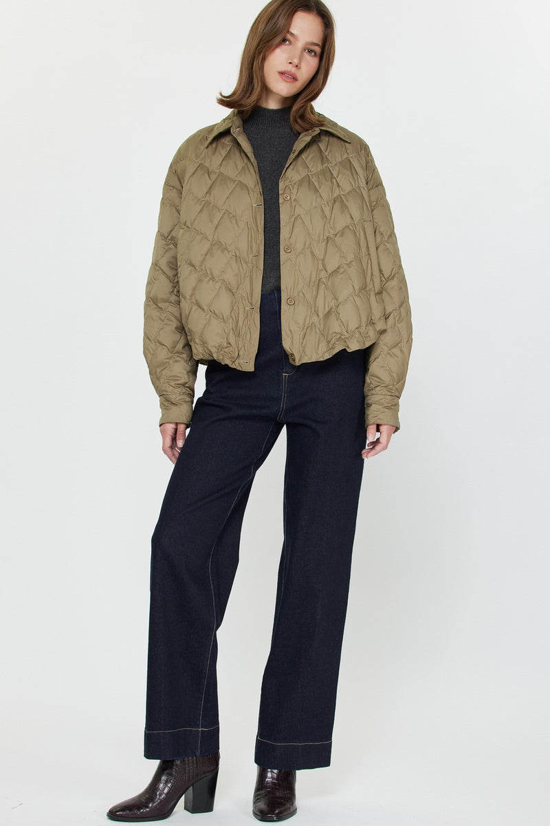 Dark Slate Gray Remington Cropped Quilted Jacket Jacket