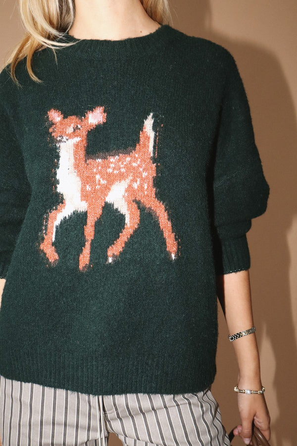 Tan Bambi In The Forest Sweater sweater