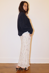 Light Gray Sailboat Fuzzy Graphic Sweater Sweater