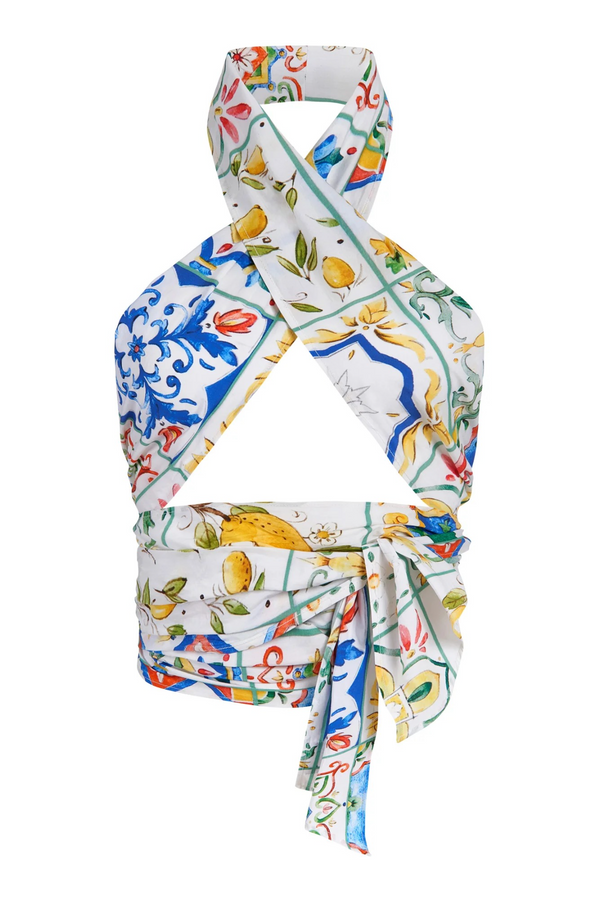 Light Gray Scarf Top in Majolica Top
