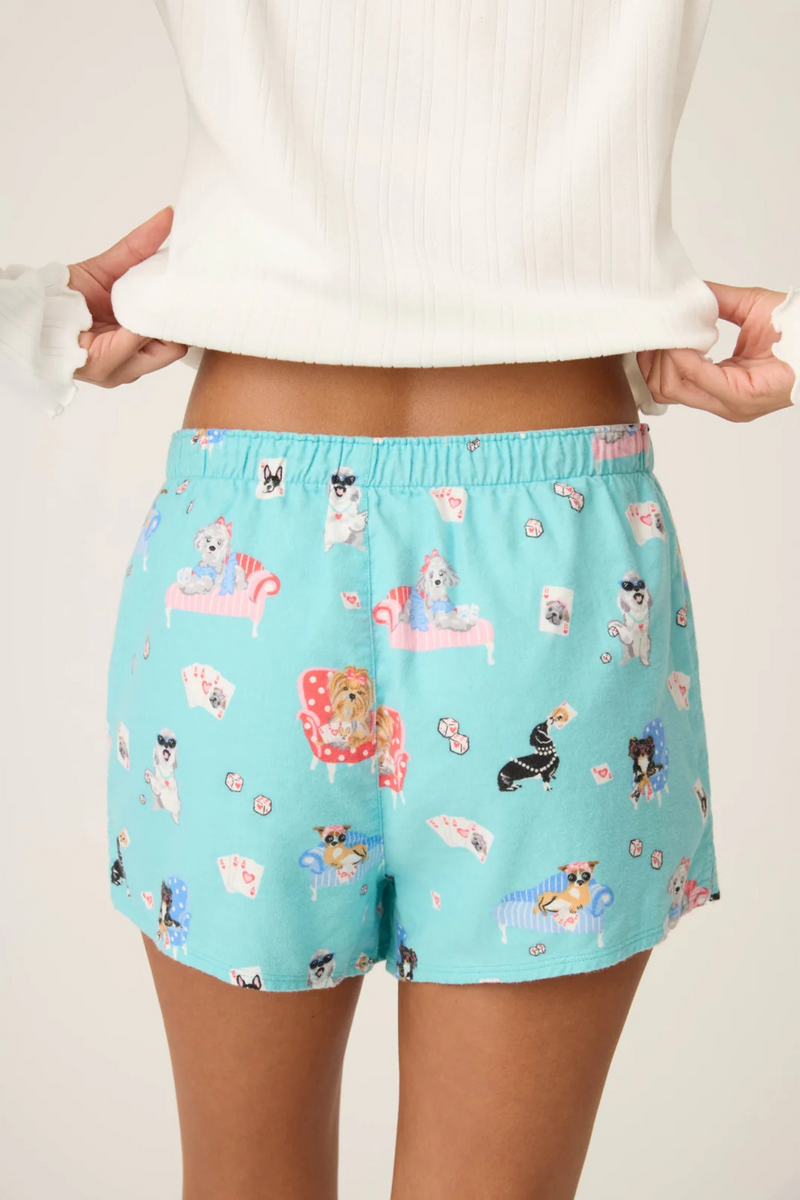 Light Gray This Is How I Roll Dog Print Flannel Shorts Pajama Shorts