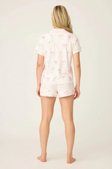 Antique White Pretty Punch Cocktail Print 3-Piece Short Set Pajamas