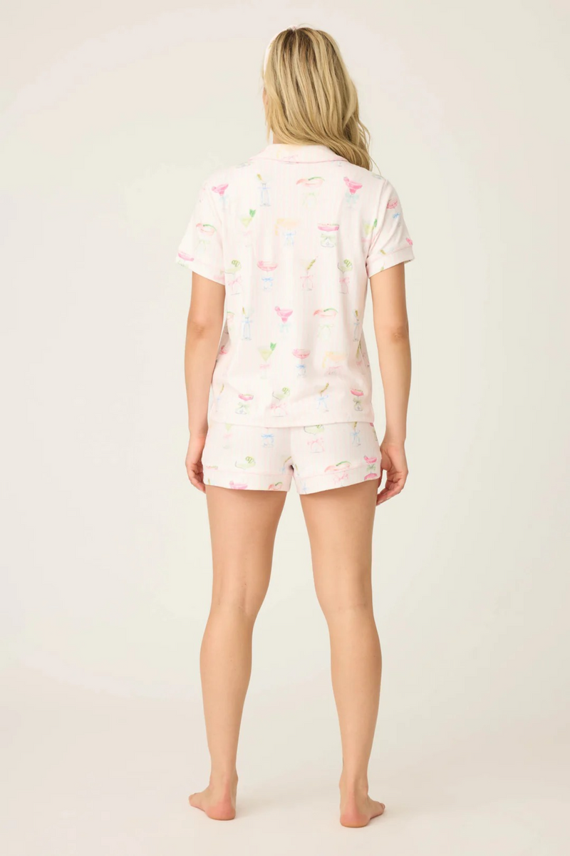 Antique White Pretty Punch Cocktail Print 3-Piece Short Set Pajamas