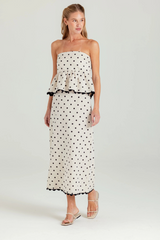 Light Gray Polka Dot Alden Skirt Maxi Skirt