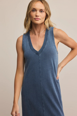 Dark Slate Gray Coastline Jersey Denim Dress Midi Dress