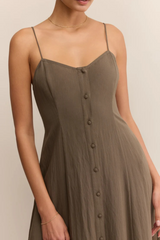 Dark Olive Green Angel Eyes Midi Dress Midi Dress