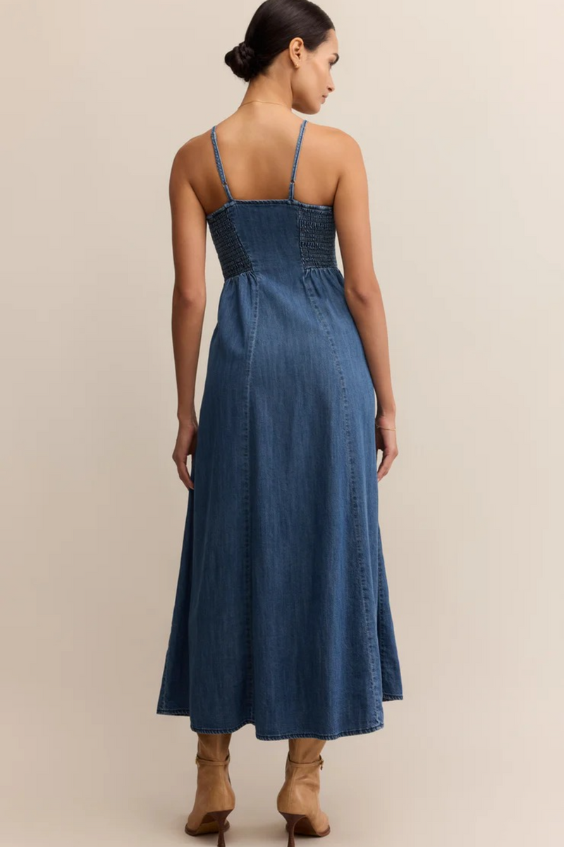 Light Gray Angel Eyes Denim Midi Dress Midi Dress