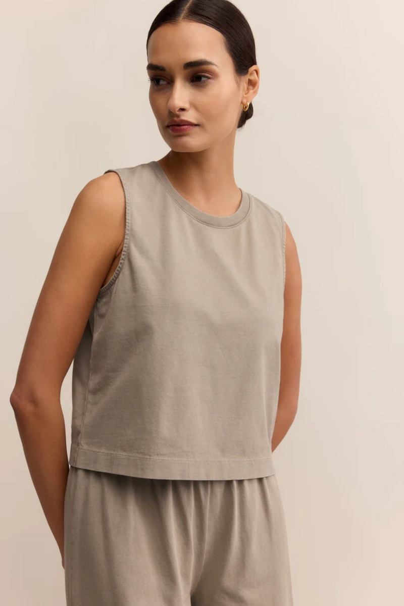 Gray Sloane Cotton Jersey Muscle Tank Top