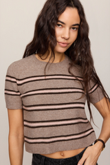 Light Gray Gatewood Stripe Sweater Tee Sweater