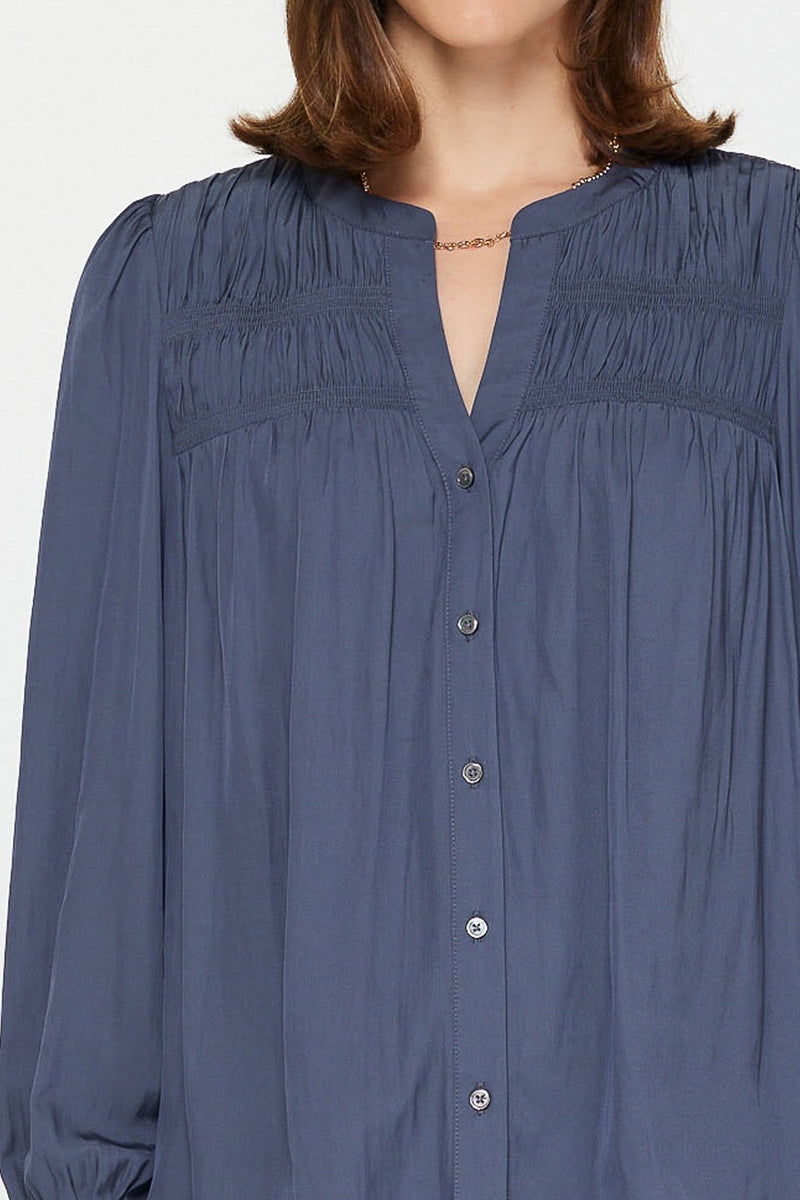 Dim Gray Julia Button Down Blouse Top