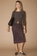 Rosy Brown Playful Dots Lace Midi Skirt Midi Skirt