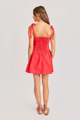 Light Gray Canyon Pintuck Tie Mini Dress Mini Dress