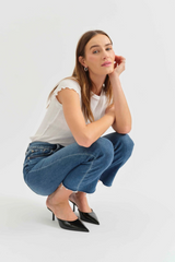 Light Gray Shy Girl High Rise Crop Flare | Influencer Jeans