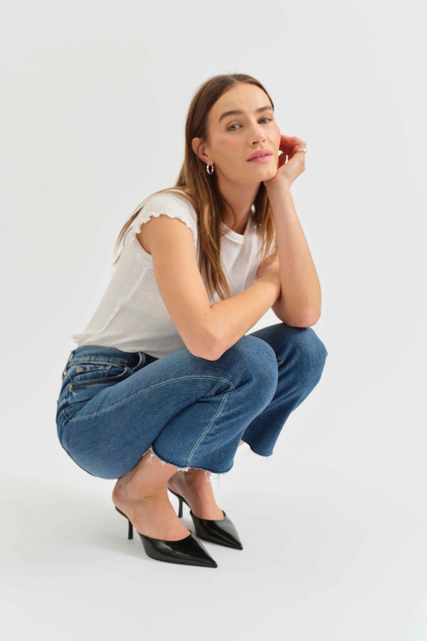 Light Gray Shy Girl High Rise Crop Flare | Influencer Jeans