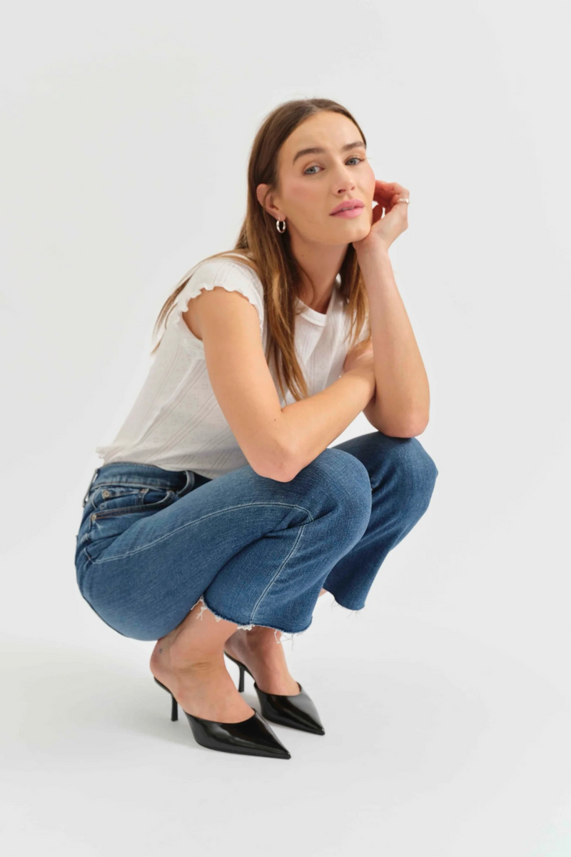 Light Gray Shy Girl High Rise Crop Flare | Influencer Jeans