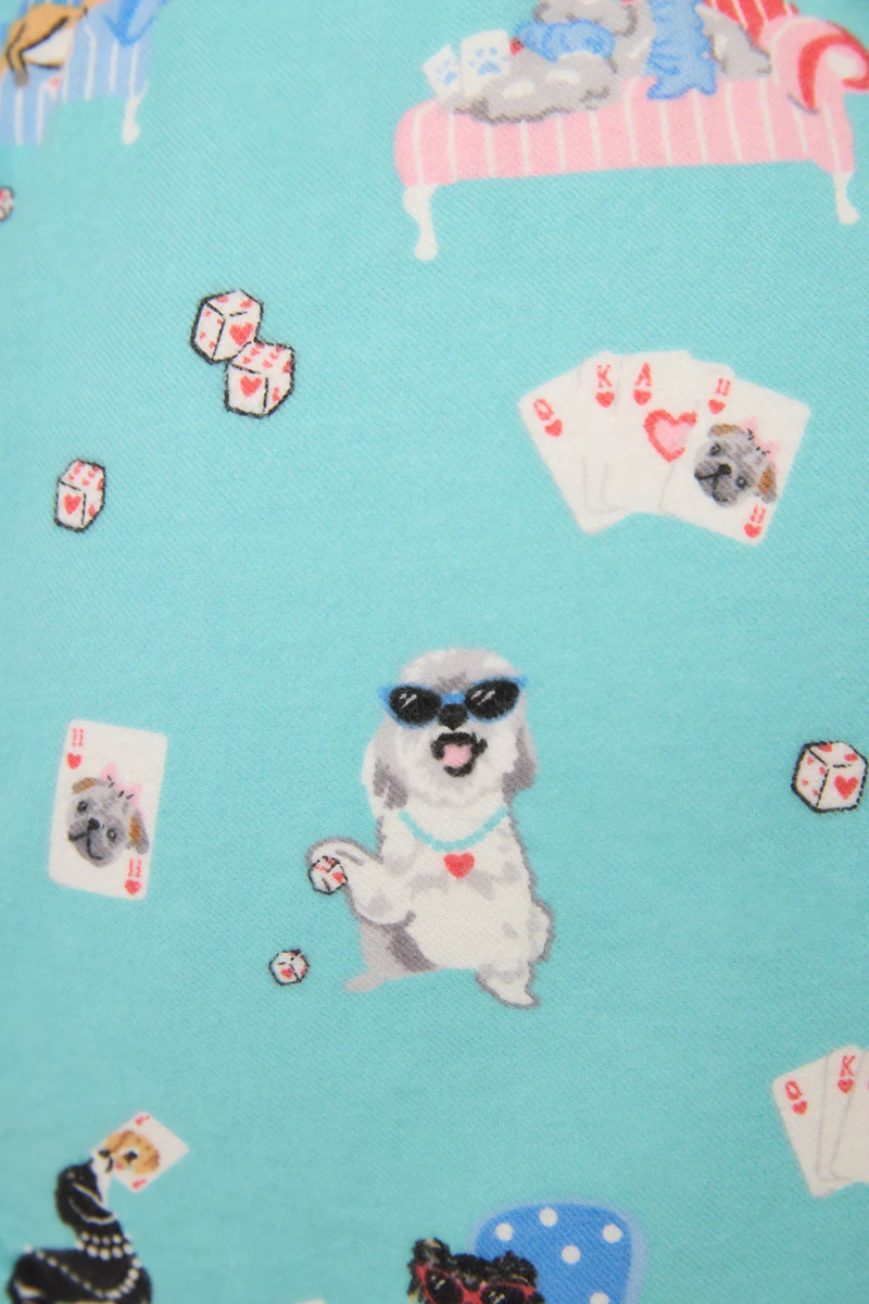Sky Blue This Is How I Roll Dog Print Flannel Shorts Pajama Shorts