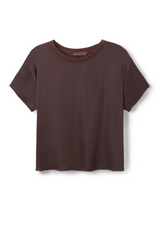 Dark Slate Gray Delphine Satin Crew Neck Tee Top