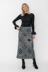 Lavender Josie Ankle Skirt in Elise Scarf Print Midi Skirt