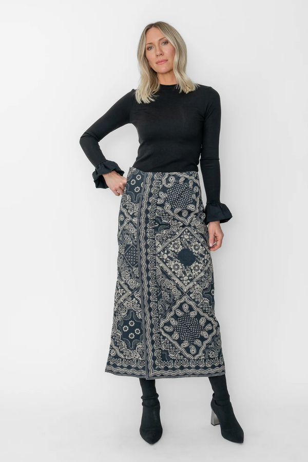 Lavender Josie Ankle Skirt in Elise Scarf Print Midi Skirt