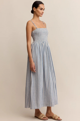 Gray Nadine Striped Midi Dress Midi Dress