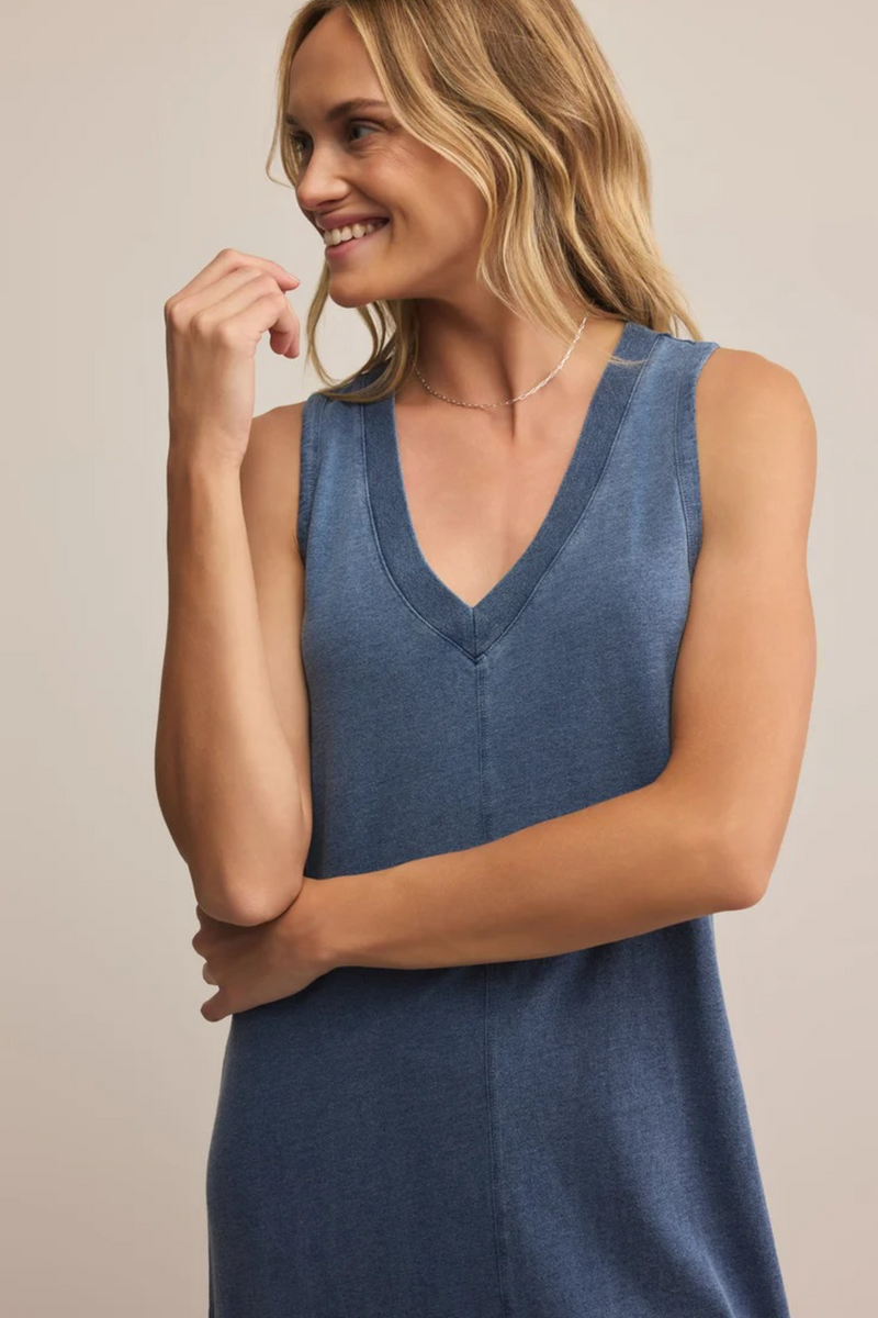 Tan Coastline Jersey Denim Dress Midi Dress