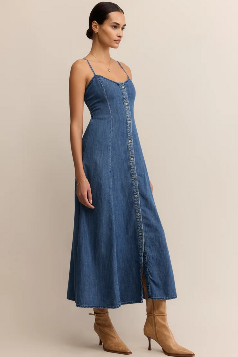Gray Angel Eyes Denim Midi Dress Midi Dress