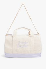 White Smoke Canvas Duffle Bag in Natural Purple Duffle Bag