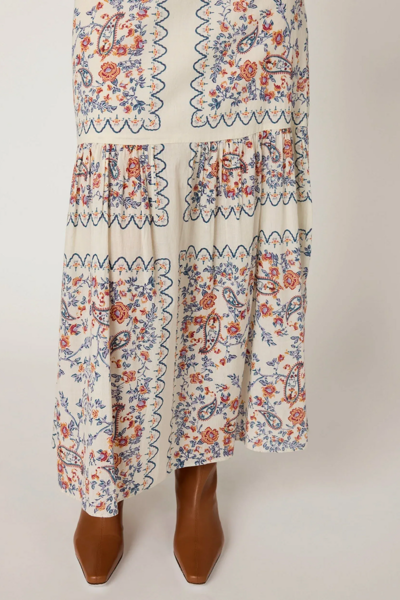 Gray Marjorie Ankle Skirt in La Ramos Print Midi Skirt