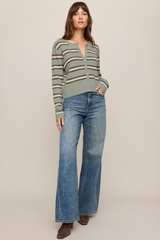 Dark Sea Green Medina Cozy Stripe Cardigan Cardigan