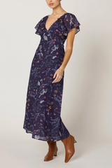 Light Gray Victoria Midi Dress in Viviana Print Midi Dress