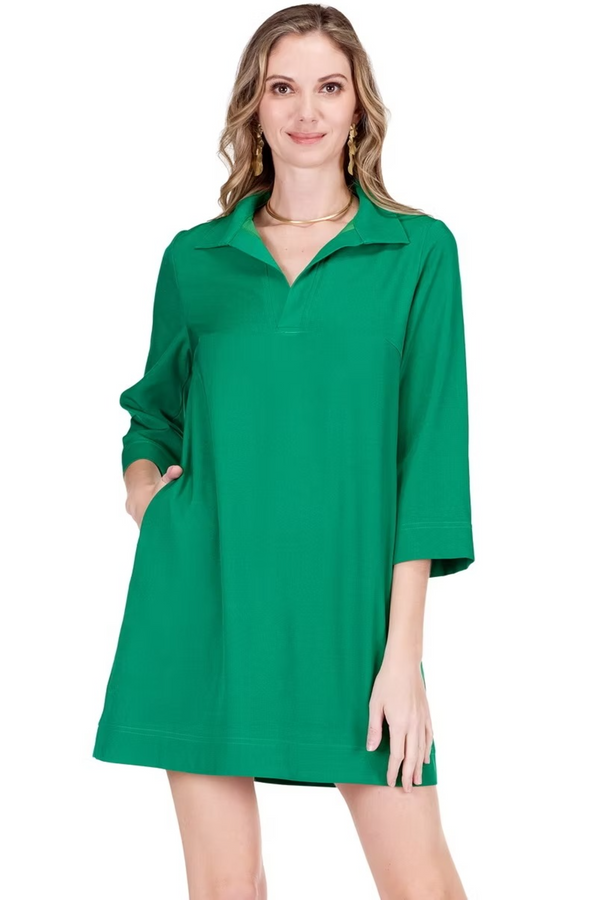 Tan Placket Bell Sleeve Dress Mini Dress