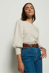 Light Gray Loren Peasant Tee Top