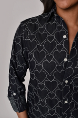 Black Denim Heart Girlfriend Midi Dress Midi Dress