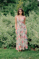 Dark Olive Green Fiorella Maxi Dress in Milla Floral Print Maxi Dress