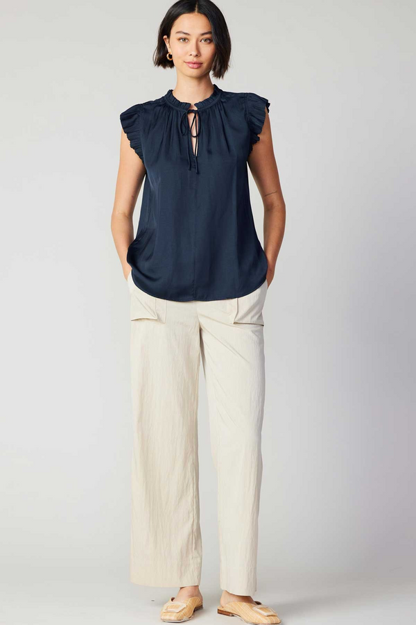 Light Gray Margot Pleated Sleeve Blouse Top