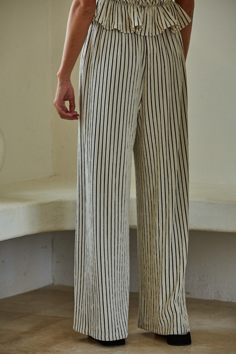 Dim Gray Tate Striped Pant in Natural/Black Pant