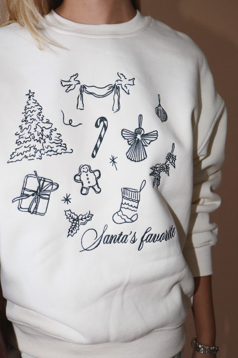 Light Gray Santa's Favorite Graphic Pullover Sweater
