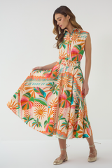 Light Gray Silvey Skirt in Ivory/Multi Midi Skirt
