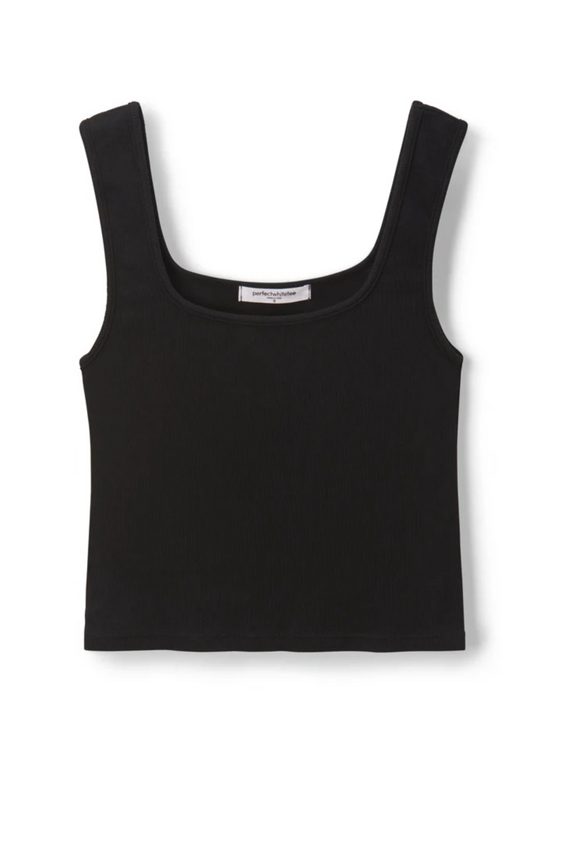 Black Kaitlyn Lux Rib Binded Tank Tank